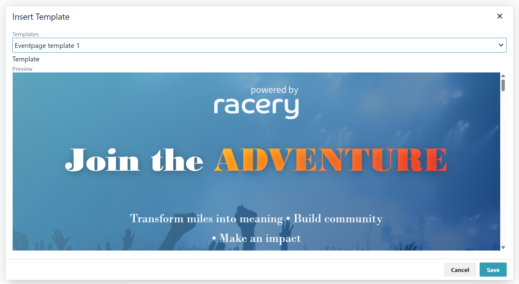 Eventpage template 1 — Join the Adventure hero design with silhouette imagery